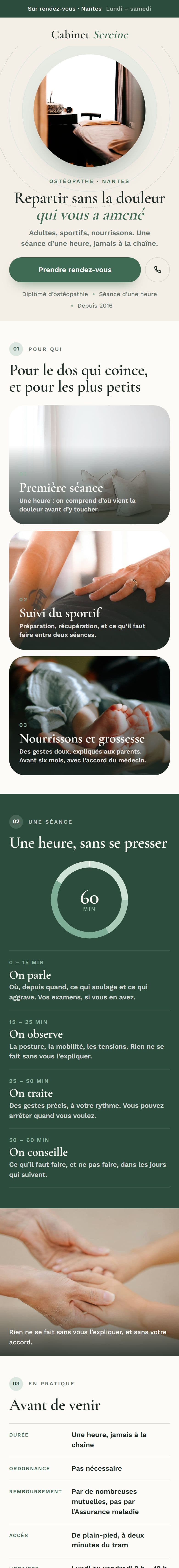 Exemple de site pour ostéopathie à Nantes